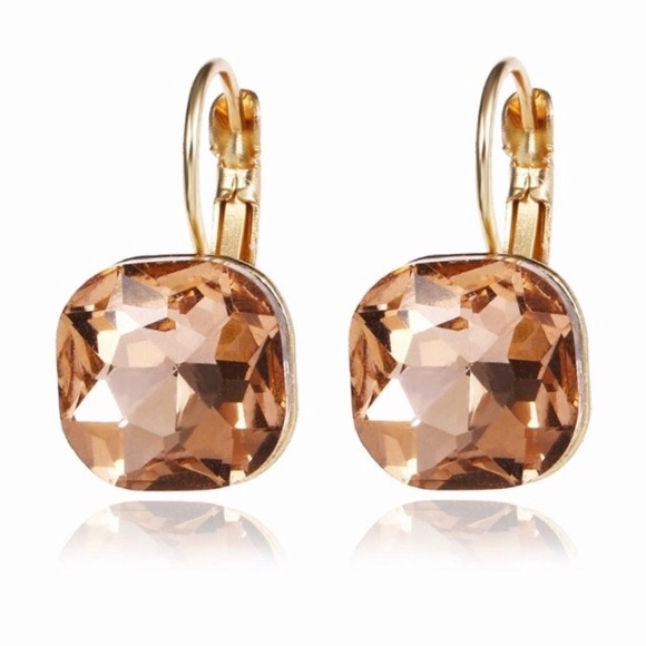 💙💎MORGANITE PINK GOLD SQUARE DROPS💎💙RHINESTONE - Picture 5 of 6